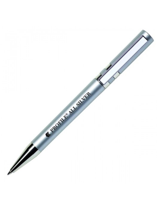 Plastic Pen Profile All Silver Retractable Penswith ink colour Black